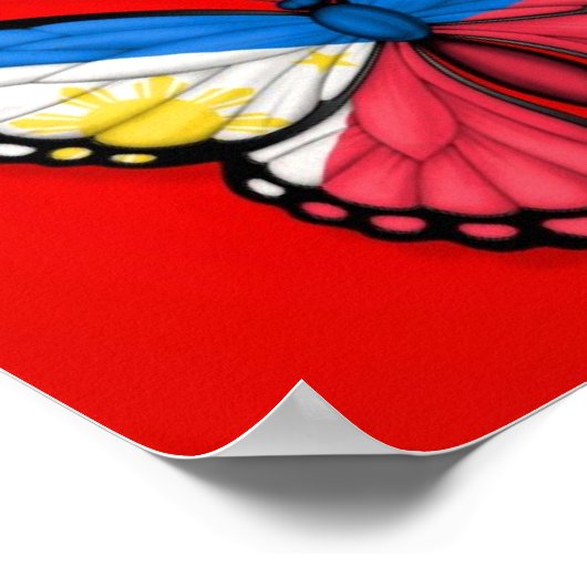 Poster Drapeau papillon philippin sur rouge (Coin)