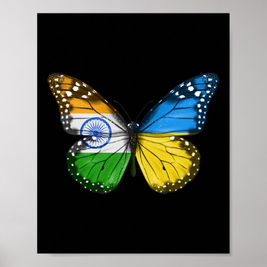 Poster Drapeau papillon ukrainien indien Inde Ukraine (Devant)