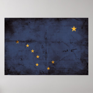 Poster Drapeau patiné de l'Alaska