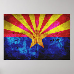 Poster Drapeau patiné de l'Arizona