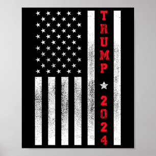 Poster Drapeau Patriotique 4 juillet Trump 2024