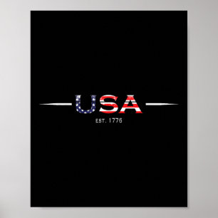 Poster Drapeau patriotique américain de 1776 4 juillet Am
