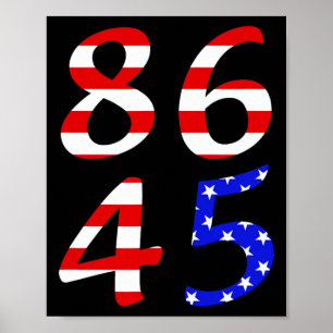 Poster Drapeau patriotique anti-Trump 86 45 en détresse p