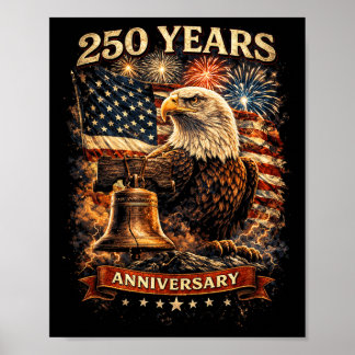 Poster Drapeau patriotique des États-Unis pour le 250e an