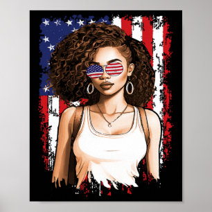 Poster Drapeau patriotique du 4 juillet Afro-Américain no