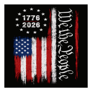 Poster Drapeau patriotique Nous Le Peuple 1776 2026