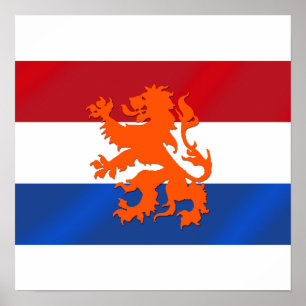 Poster Drapeau Pays-Bas Rampant lion Pays-Bas
