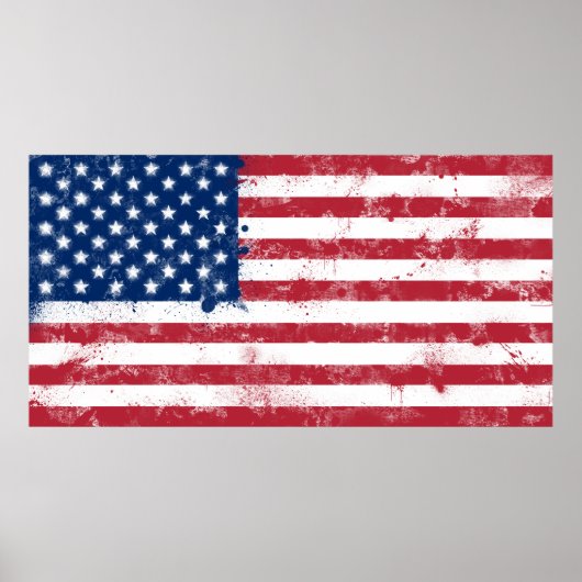 Poster Drapeau peint des Etats-Unis (Devant)
