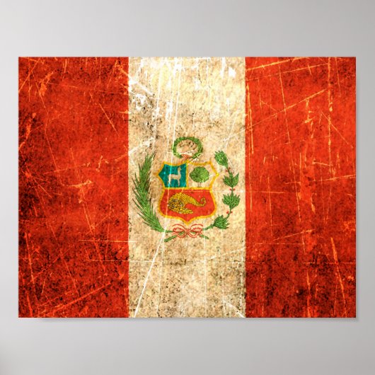 Poster Drapeau péruvien Vintage rayé et usé (Devant)