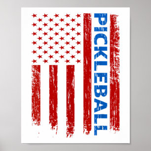 Poster Drapeau Pickleball - Jeu de raquette Pickleball Am
