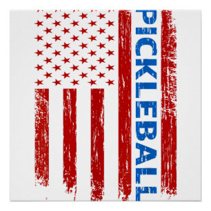 Poster Drapeau Pickleball - Jeu de raquette Pickleball Am