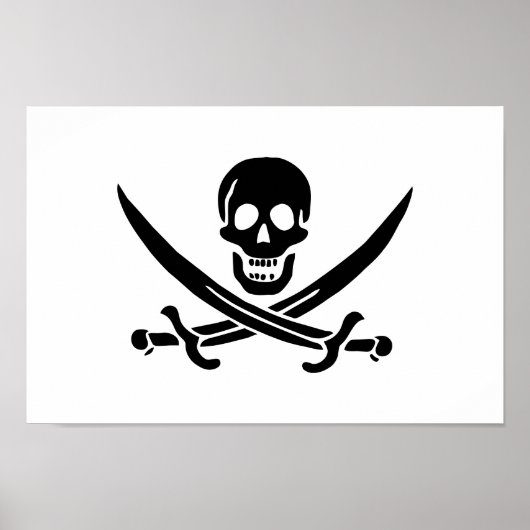 Poster Drapeau pirate crâne épées croisées (Devant)