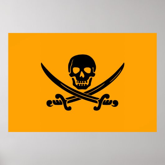 Poster Drapeau pirate de Jolly roger jaune et noir (Devant)