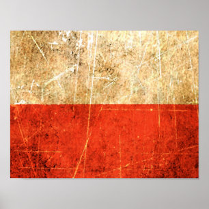 Poster Drapeau polonais Vintage rayé et usé