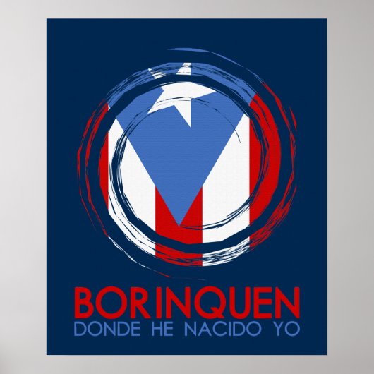 Poster Drapeau Porto Rico Borinquen (Devant)