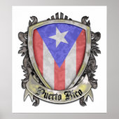 Poster Drapeau Porto Rico - Crest Shield (Devant)