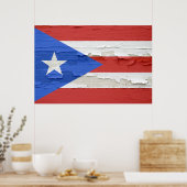 Poster Drapeau Porto Rico Patiné Paint (Cuisine)