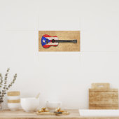 Poster Drapeau Porto Rico usé Guitare acoustique (Cuisine)