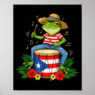 Poster Drapeau portoricain Grenouille Coqui Portoricain H