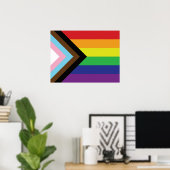 Poster Drapeau progressiste LGBTQIA (Bureau à domicile)