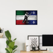 Poster Drapeau Québec et Patriote Henri Julien érodé (Bureau à domicile)