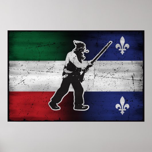 Poster Drapeau Québec et Patriote Henri Julien érodé (Devant)