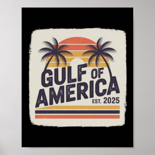 Poster Drapeau Retro Golfe D'Usa Amérique Est 2025 Golfe 
