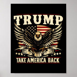 Poster Drapeau Retro Trump 2025 États-Unis Reprendre l'ai