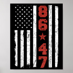 Poster Drapeau rétro Vintage américain 86 47 Anti Trump