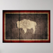 Poster Drapeau robuste de Wyoming en bois (Devant)