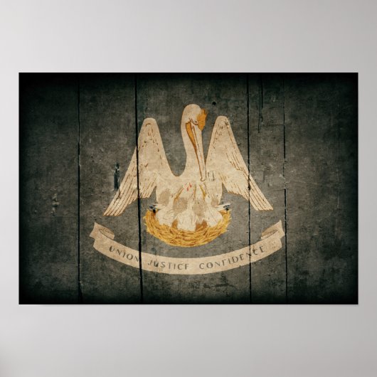 Poster Drapeau robuste en bois Louisiane (Devant)