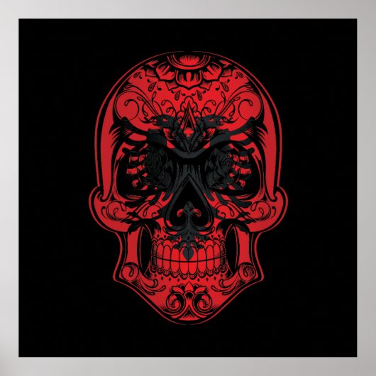 Poster Drapeau Rose Et Crâne Albanie (Devant)