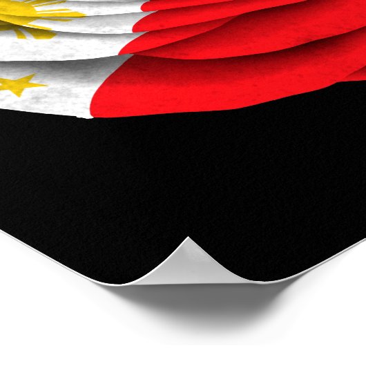 Poster Drapeau Rose philippin noir (Coin)