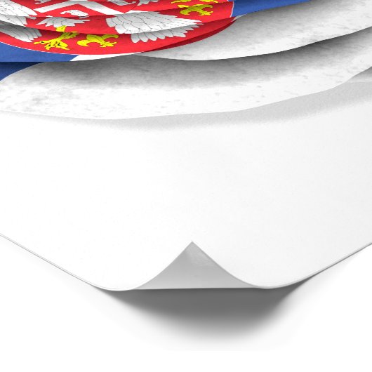 Poster Drapeau Rose serbe en blanc (Coin)