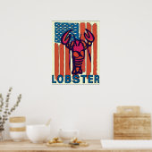 Poster Drapeau rouge blanc bleu homard (Cuisine)