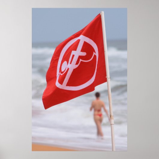 Poster Drapeau rouge sur la plage — Floride (Devant)