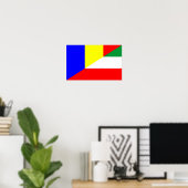 Poster drapeau roumain hongrie demi symbole (Bureau à domicile)