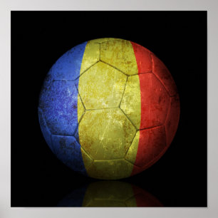 Poster Drapeau Roumain Tournoi de football