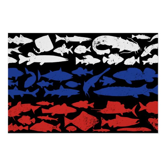 Poster Drapeau russe fait de poisson - Design de pêche po (Devant)