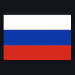 Poster Drapeau Russie tricolore<br><div class="desc">Le drapeau de la Russie est composé de trois bandes horizontales: blanche,  bleue et rouge.</div>
