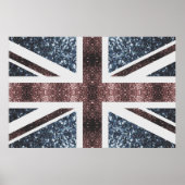 Poster Drapeau rustique britannique rouge bleu étincelles (Devant)