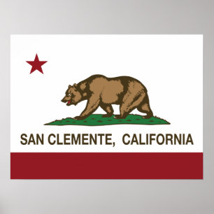 Poster Drapeau San Clemente d'état de la Californie