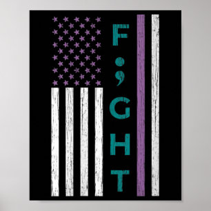 Poster Drapeau Semicolon de la lutte des femmes Sensibili