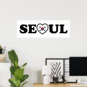Poster Drapeau Seoul Love Heart Taegeukgi (Bureau à domicile)