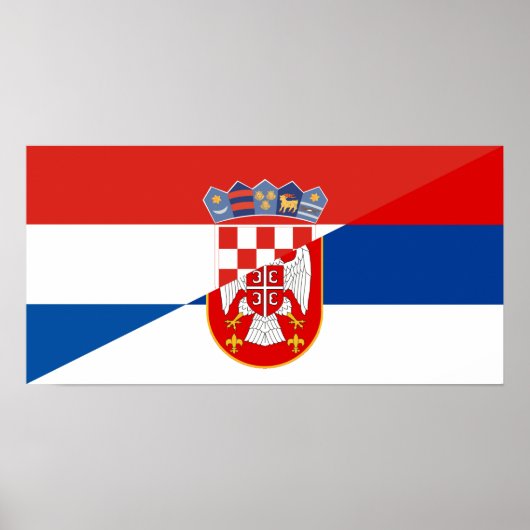 Poster drapeau serbie croatie pays demi symbole (Devant)