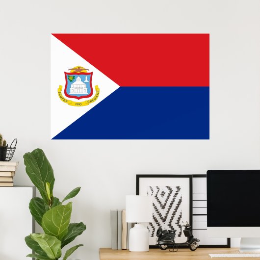 Poster Drapeau Sint Maarten (Bureau à domicile)
