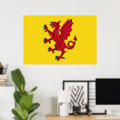 Poster Drapeau Somerset Angleterre symbole de dragon (Bureau à domicile)