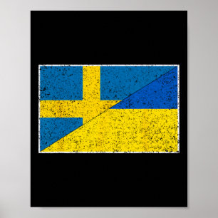Poster Drapeau Suède Ukraine Nationalité suédoise ukraini