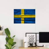 Poster Drapeau suédois Bois rustique (Bureau à domicile)