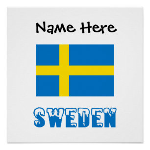 Poster Drapeau suédois Suède Personnalisation noire 